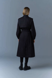 Black Ladies Belted Trench Jacket