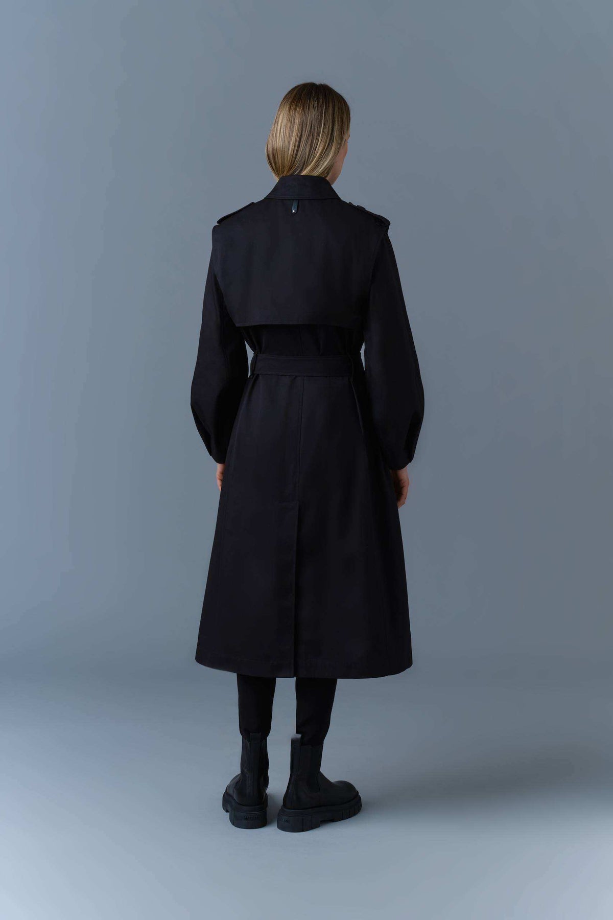 Black Ladies Belted Trench Jacket