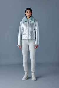 Silver-Mint Ladies Shearling Jacket
