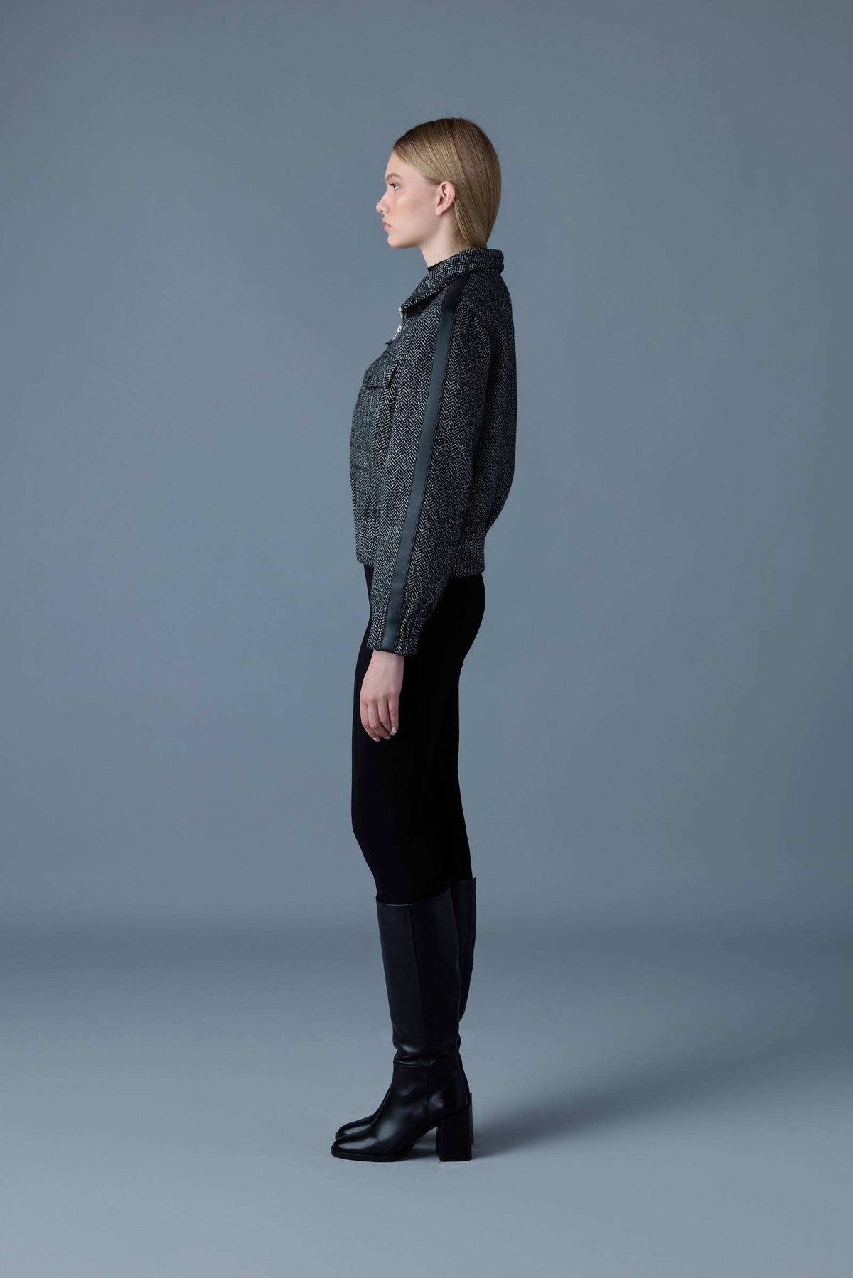 Black-White Ladies  Wool Jacket