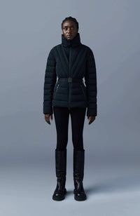 Black Ladies Hooded Down Ski Jacket