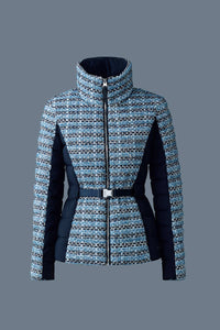 Sky Blue Multi Ladies Mixed Media Jacket