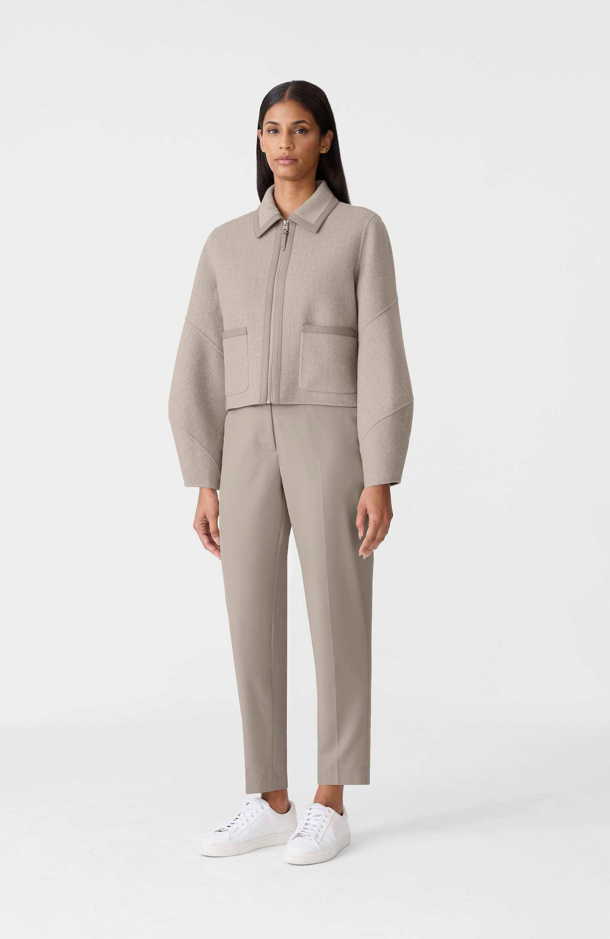 Taupe Mix-Taupe Ladies  Wool Jacket