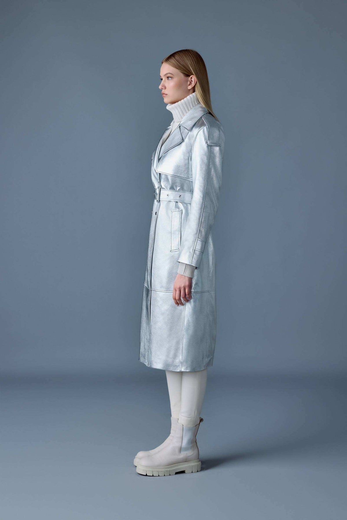 Silver Ladies Leather coat