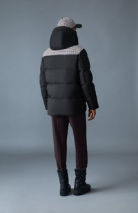 Black-Earth Brown Multi Men's Hooded Down Jacket