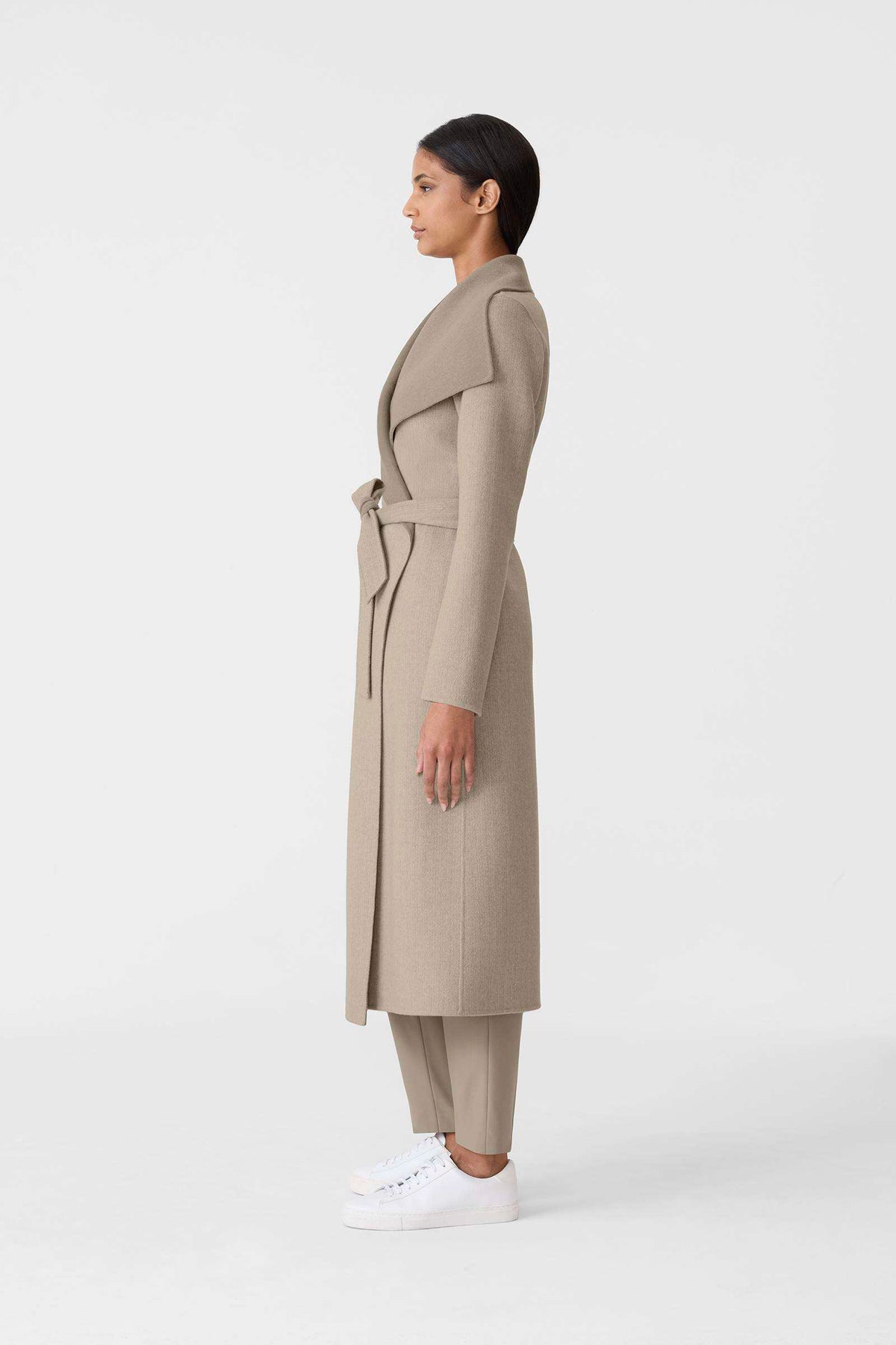 Taupe Mix-Taupe Ladies  Wool Coat