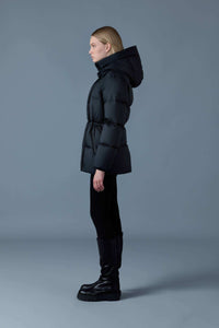 Black Ladies Hooded Light Down Jacket