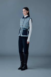 Sky Blue Multi Ladies light Down Vest