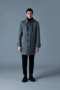 Carbon Mix-Light Grey Mix Men's Hooded Wool Coat