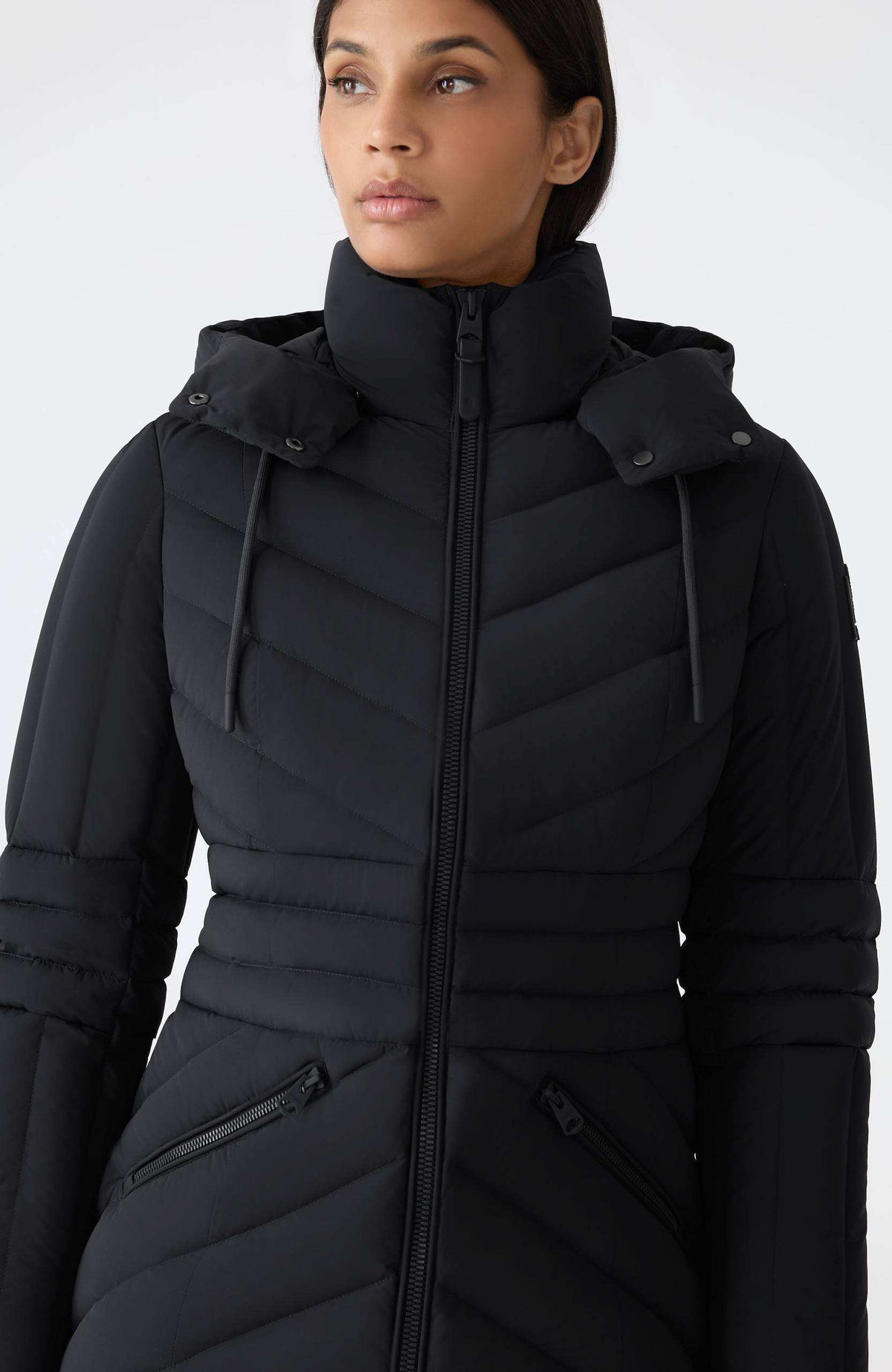 Black Ladies Hooded Light Down Jacket