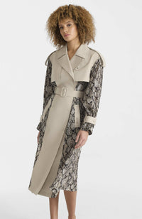 Taupe Snake Ladies Trench Coat