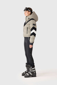 Taupe Ladies Hooded Down Jacket