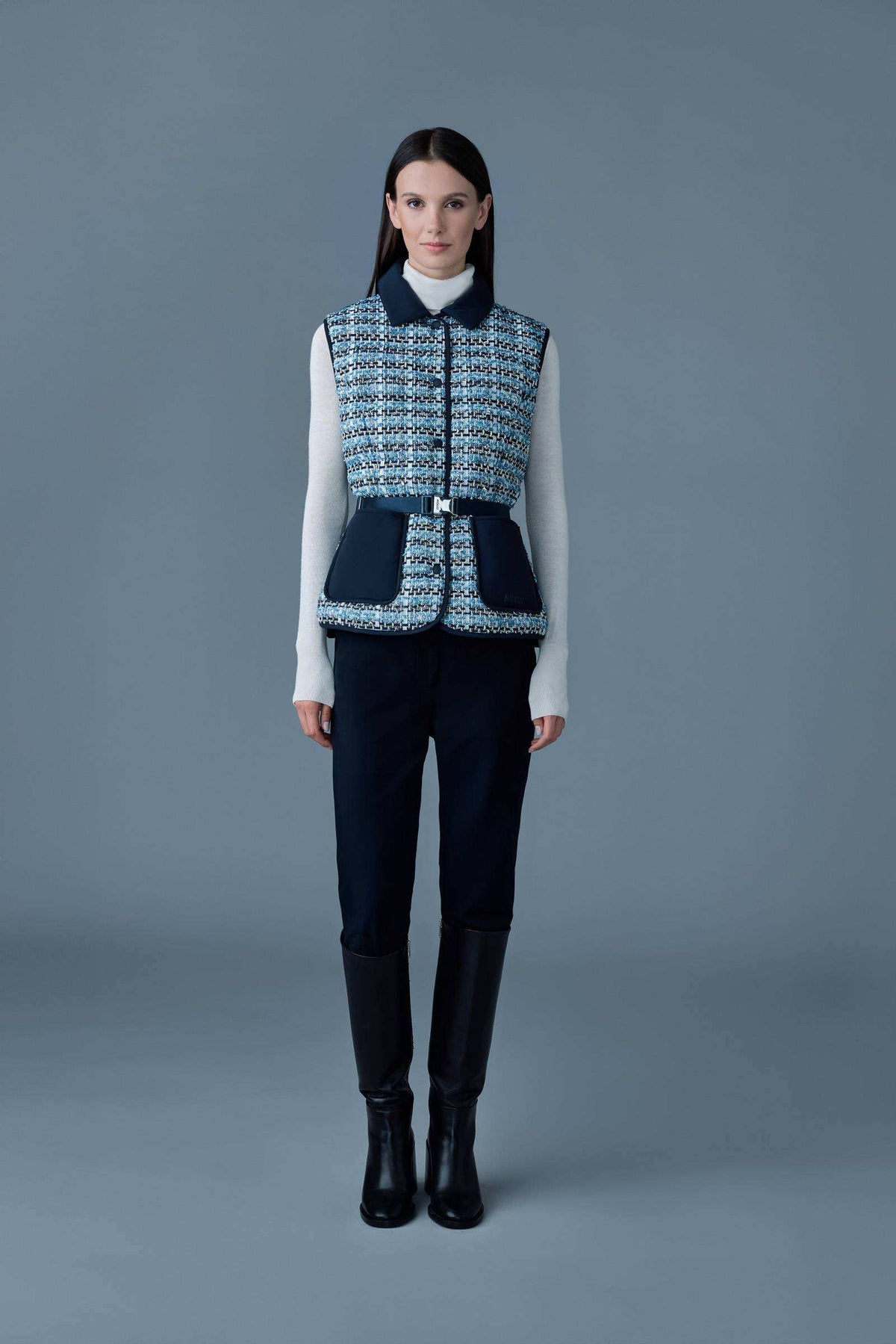 Sky Blue Multi Ladies light Down Vest