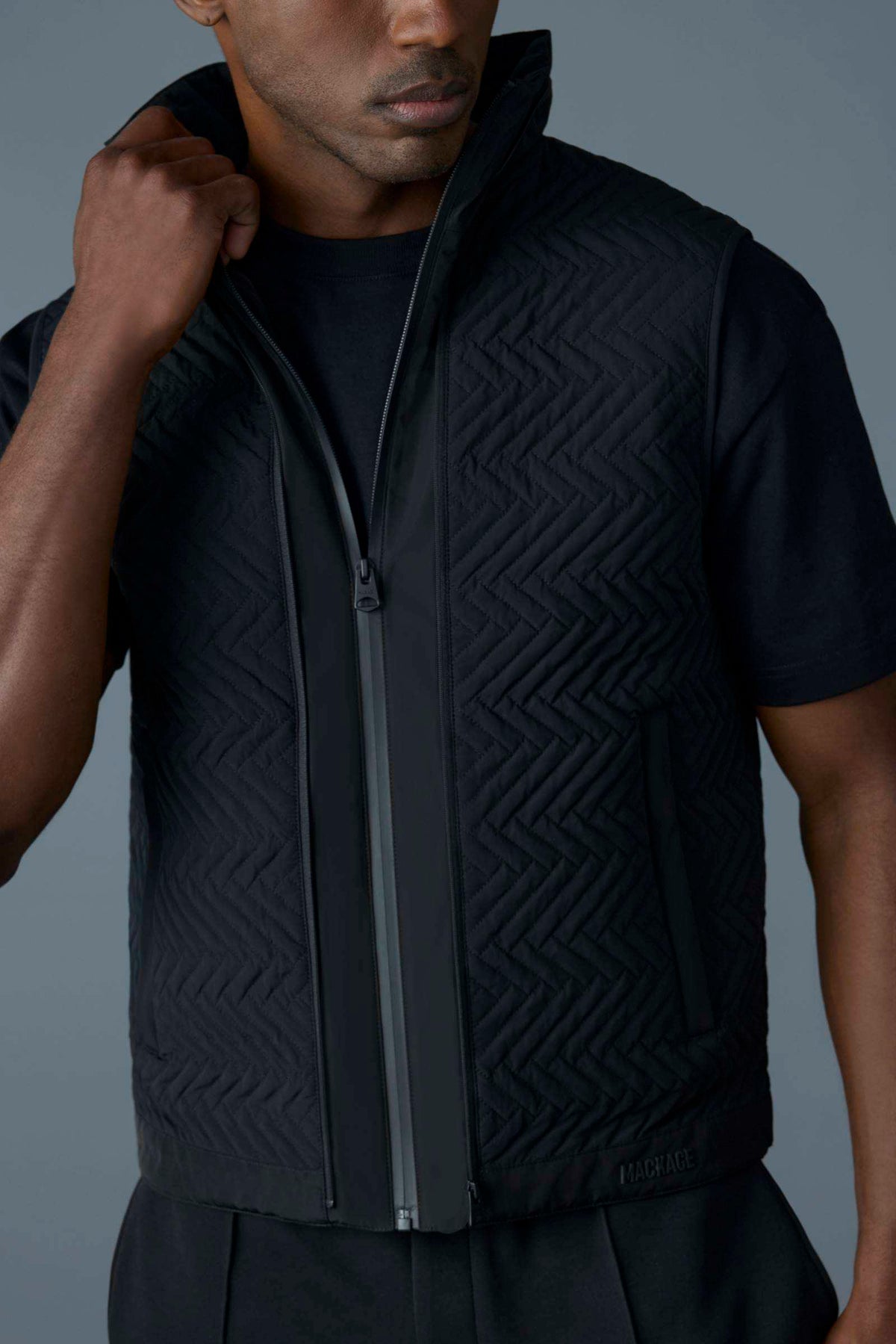 Black Men's Mixed Media Jacket