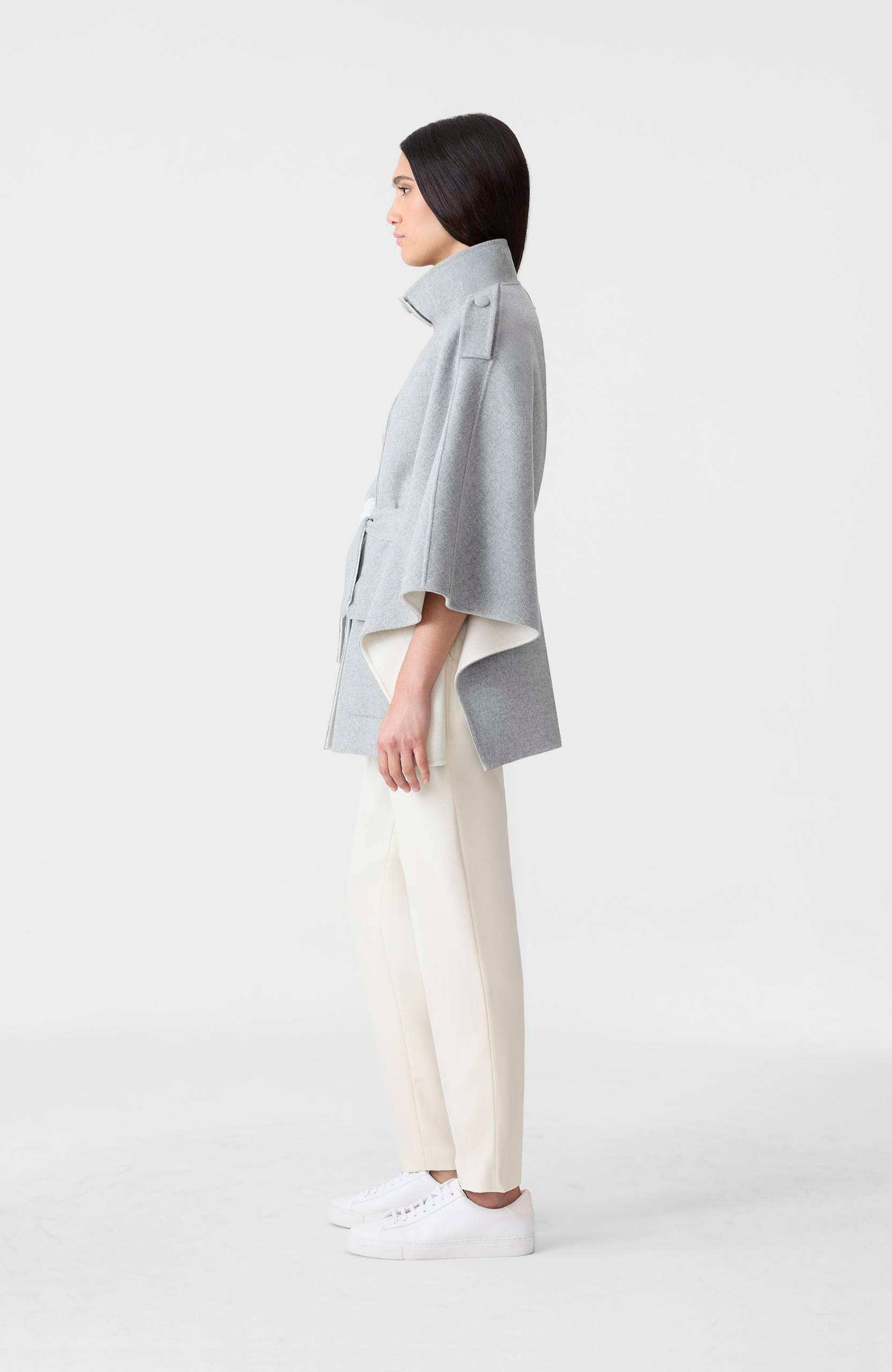 Light Grey Mix-Cream Ladies Wool Cape
