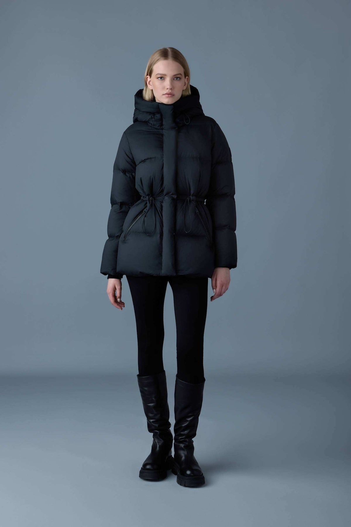 Black Ladies Hooded Light Down Jacket