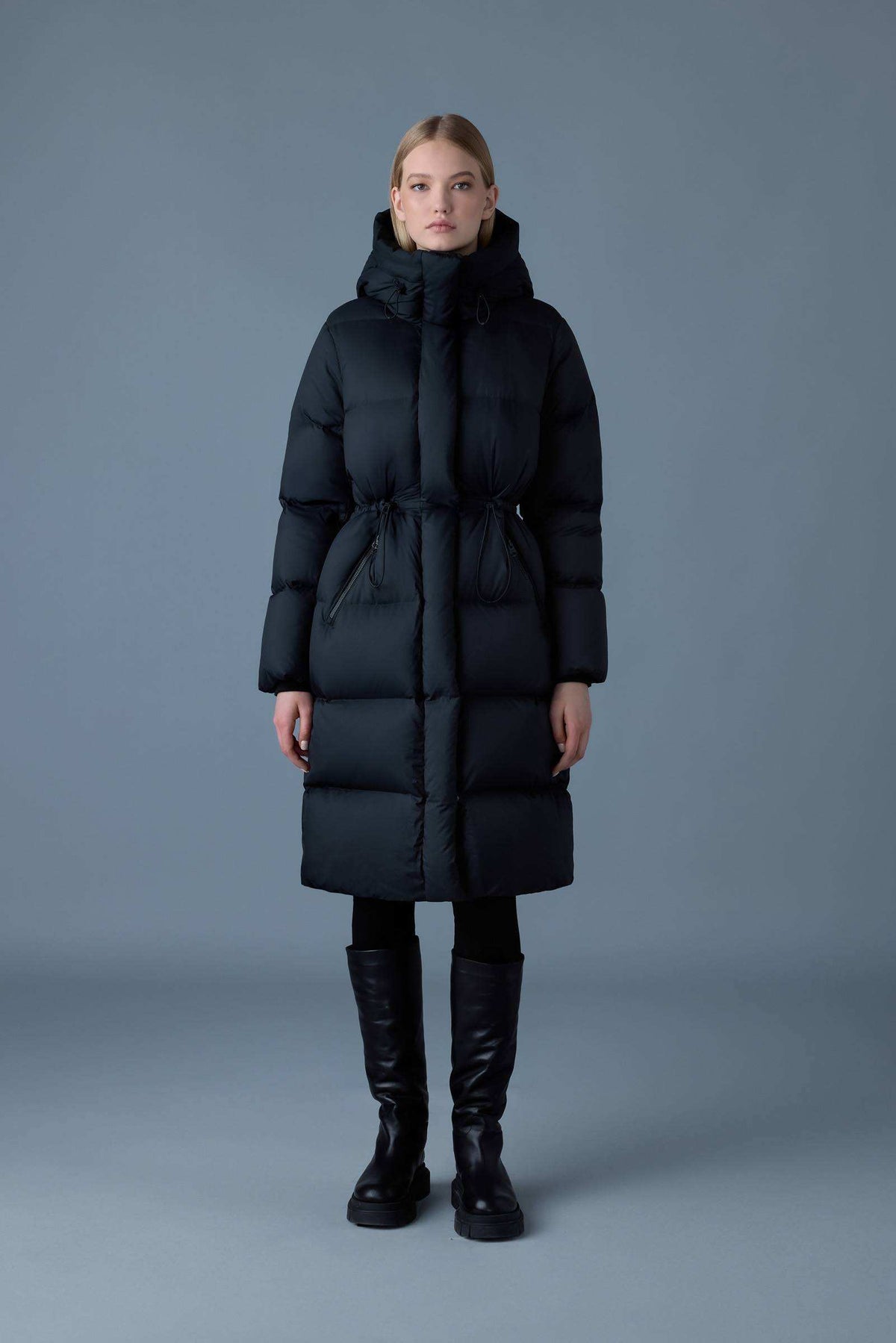 Black Ladies Hooded Down Coat
