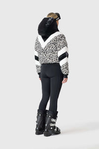 Black-White Ladies Hooded Down Jacket