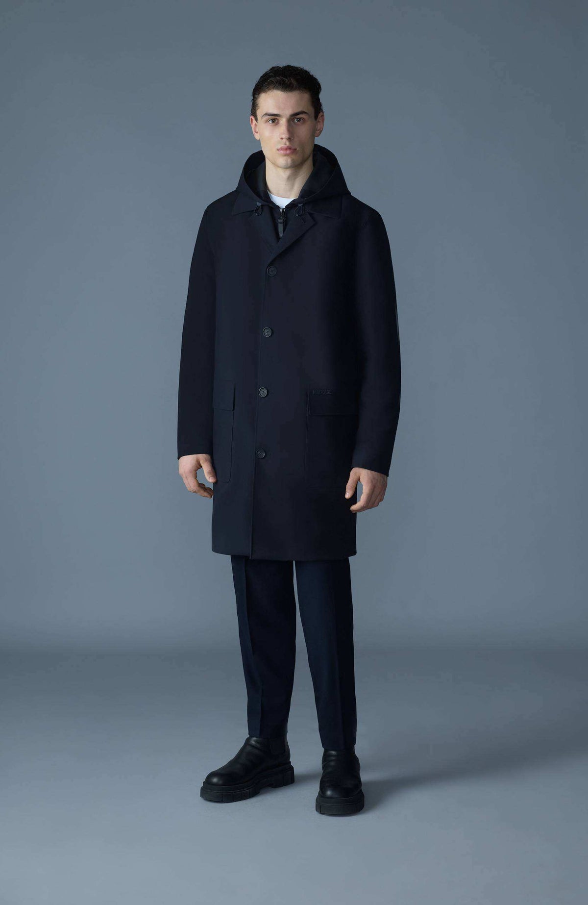 Navy Men's Hooded Rainwear/ Rainproof Coat
