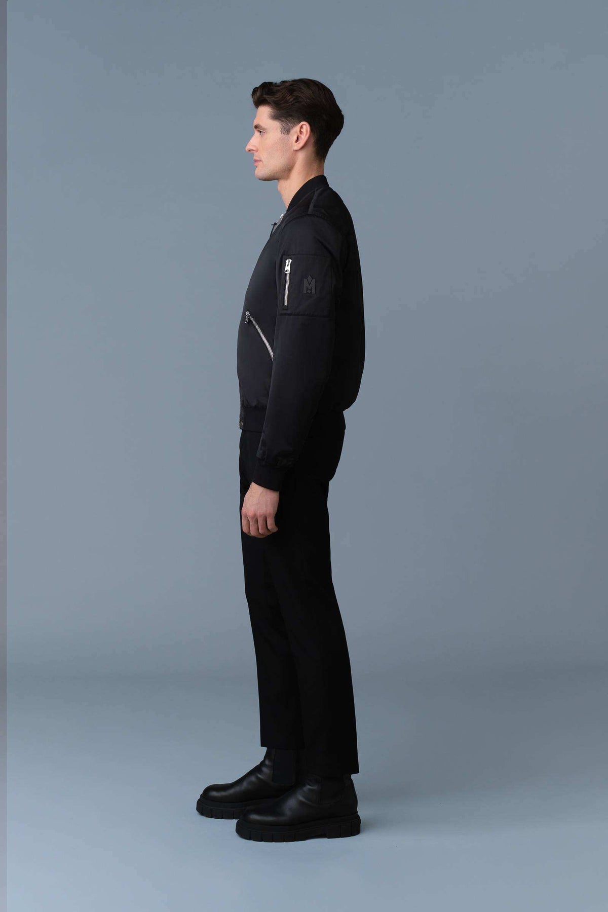 Black Men's Satin Bomber Jacket