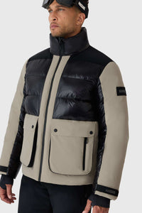 Taupe Men's Hooded Down Jacket