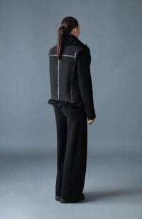Black Ladies Shearling Vest