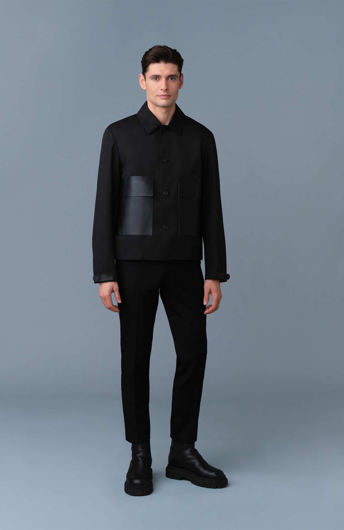 Black Men's Buttoned Jacket