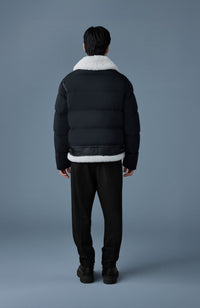Black-Natural Men's Mixed Media Jacket
