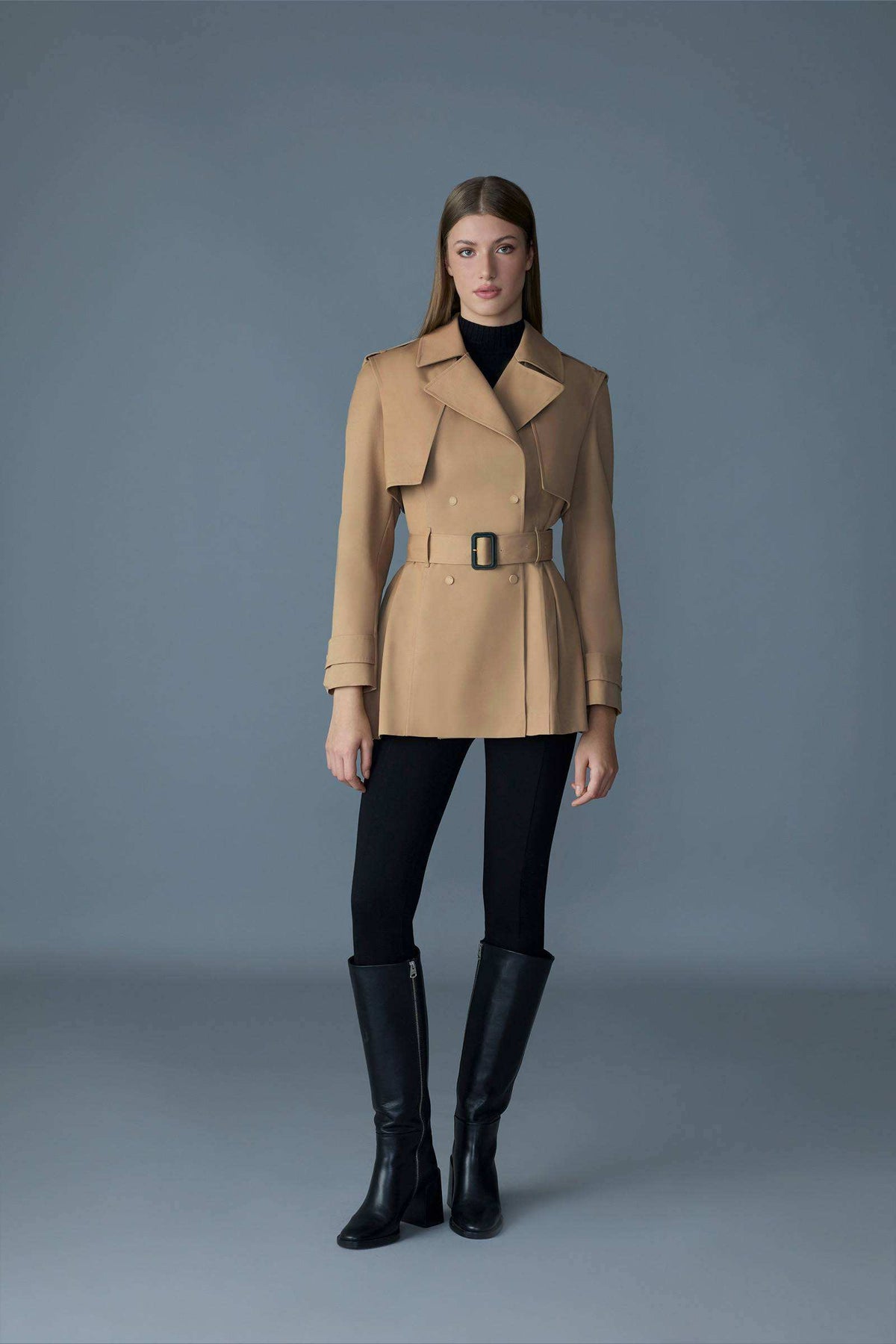 Light Military Ladies Belted Trench Jacket