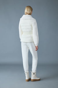 Cream Ladies Mixed Media Jacket