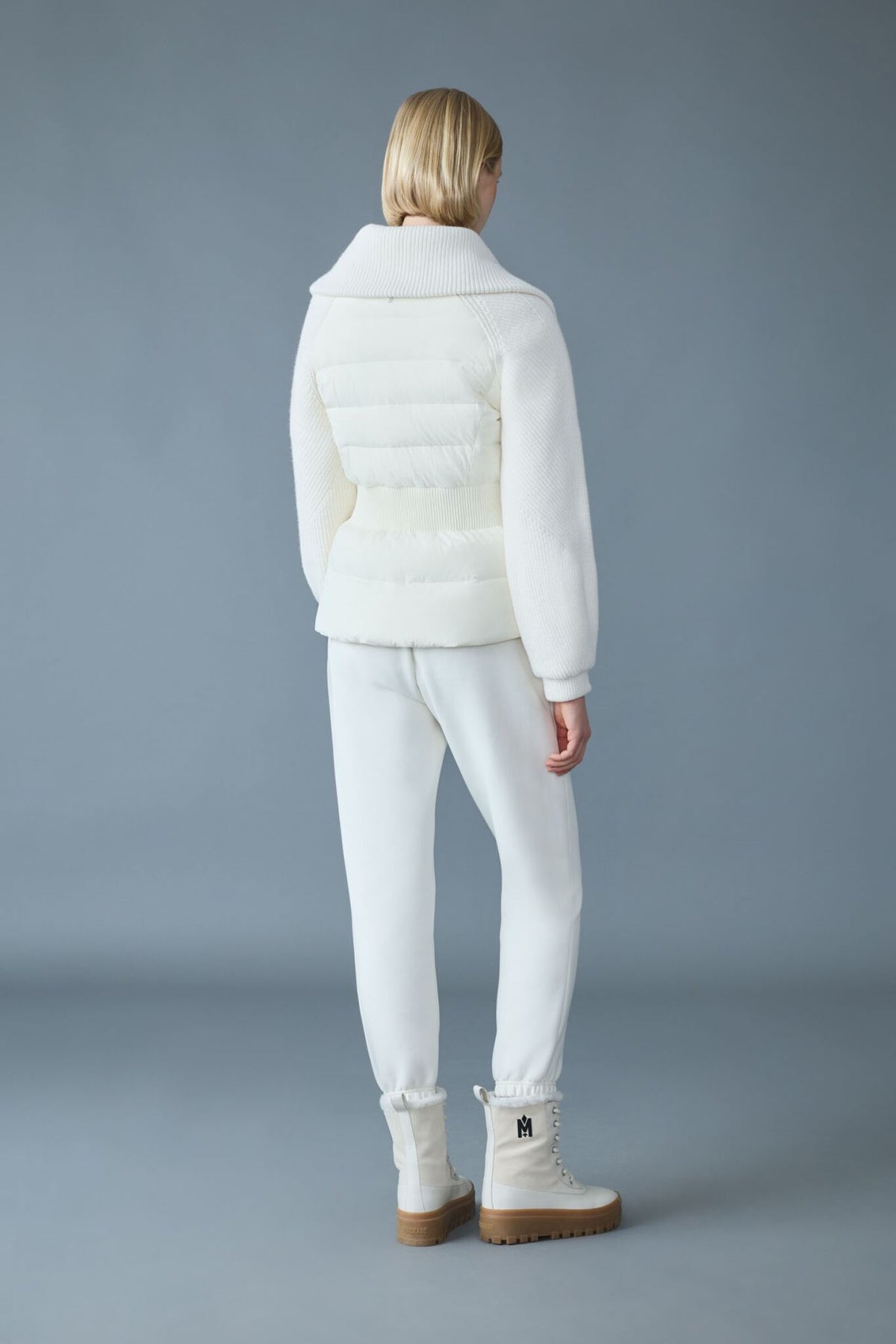 Cream Ladies Mixed Media Jacket