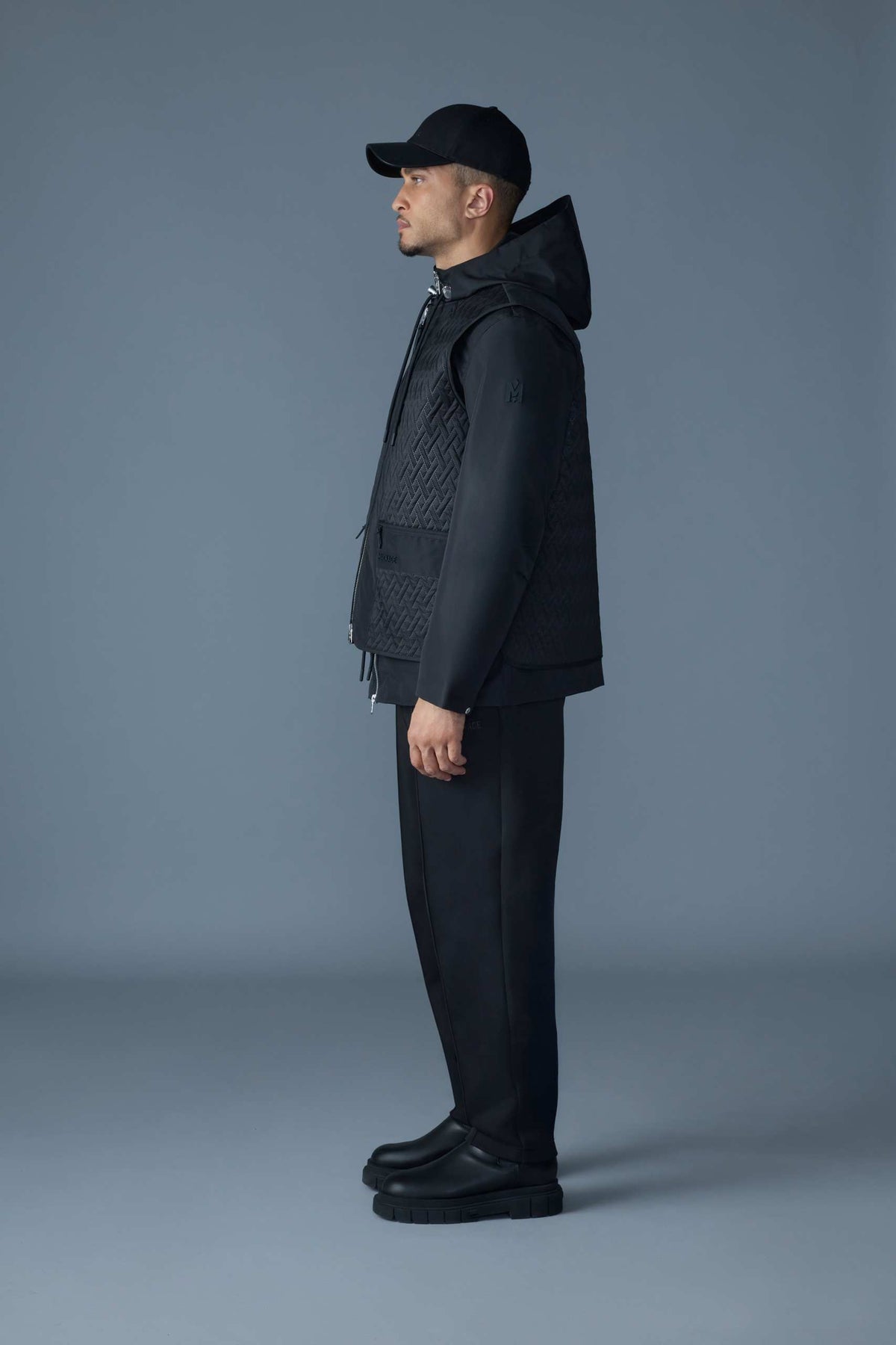 Black Men's Mixed Media Jacket