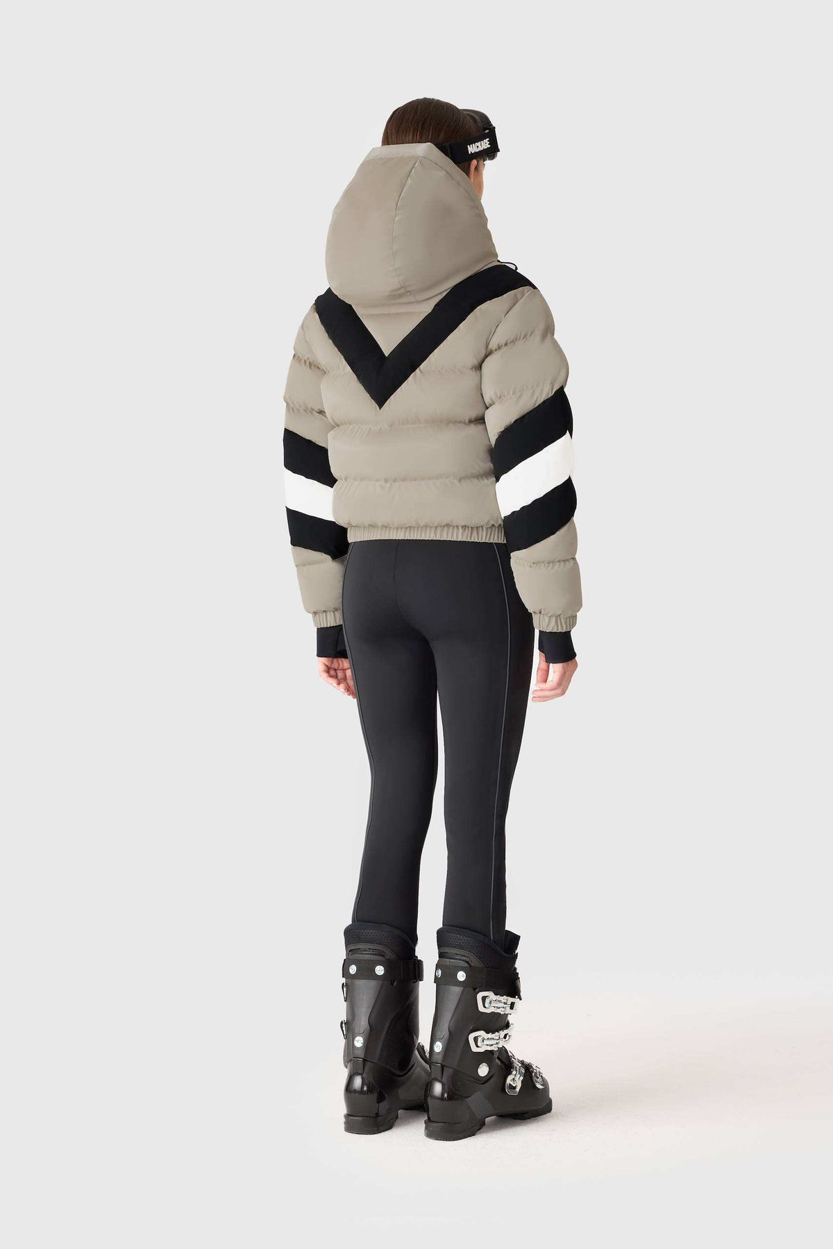 Taupe Ladies Hooded Down Jacket