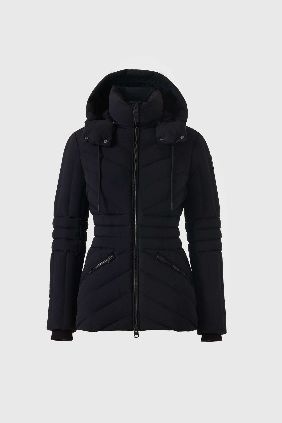 Black Ladies Hooded Light Down Jacket