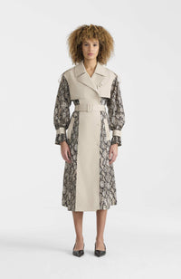 Taupe Snake Ladies Trench Coat