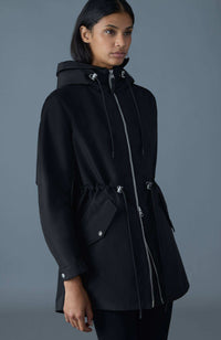 Black Ladies Polyfilled Quilted Hooded Coat