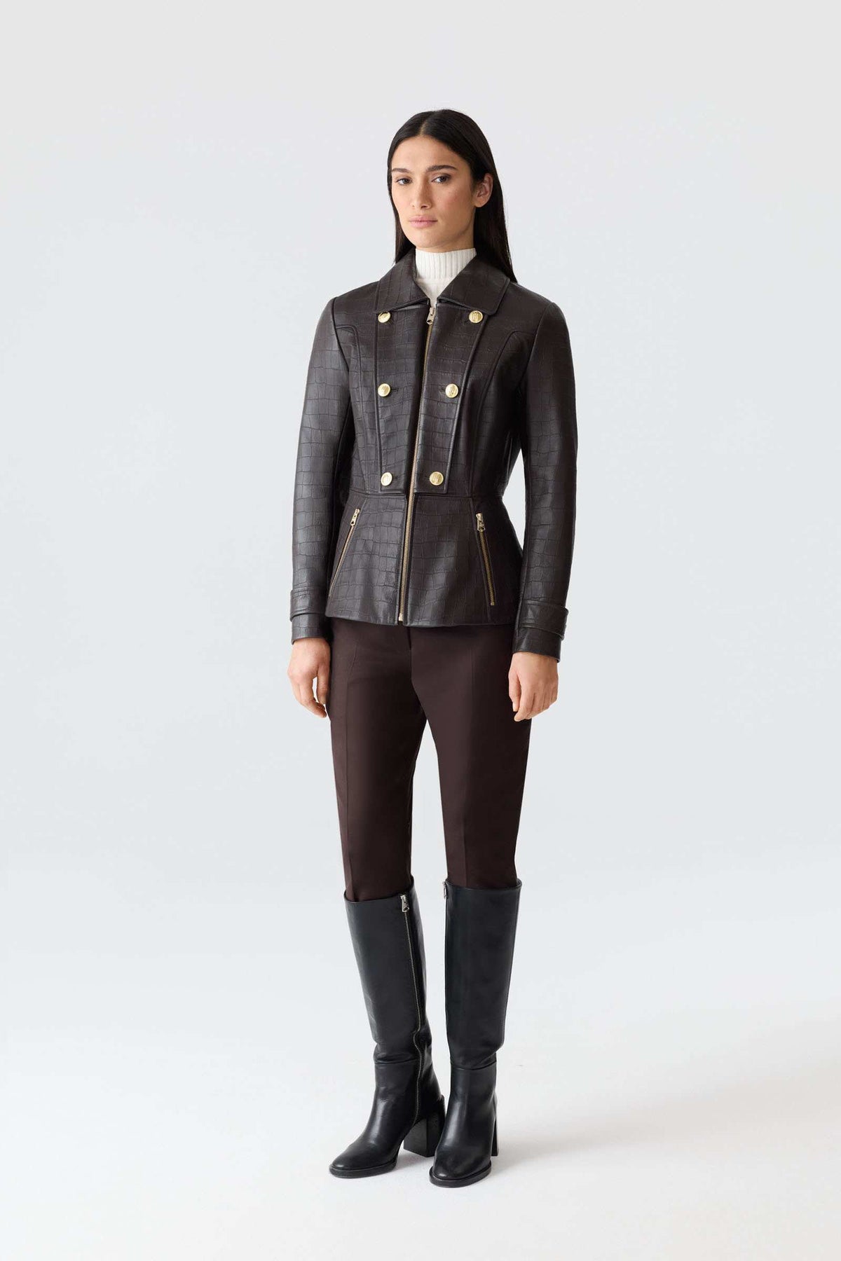 Coffee Ladies Leather coat