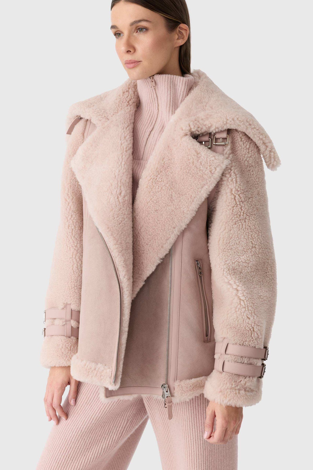 Sepia Rose-Sepia Rose Ladies Shearling Jacket