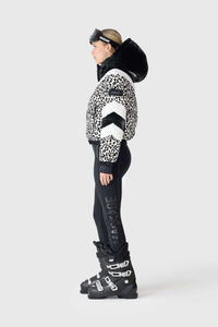 Black-White Ladies Hooded Down Jacket