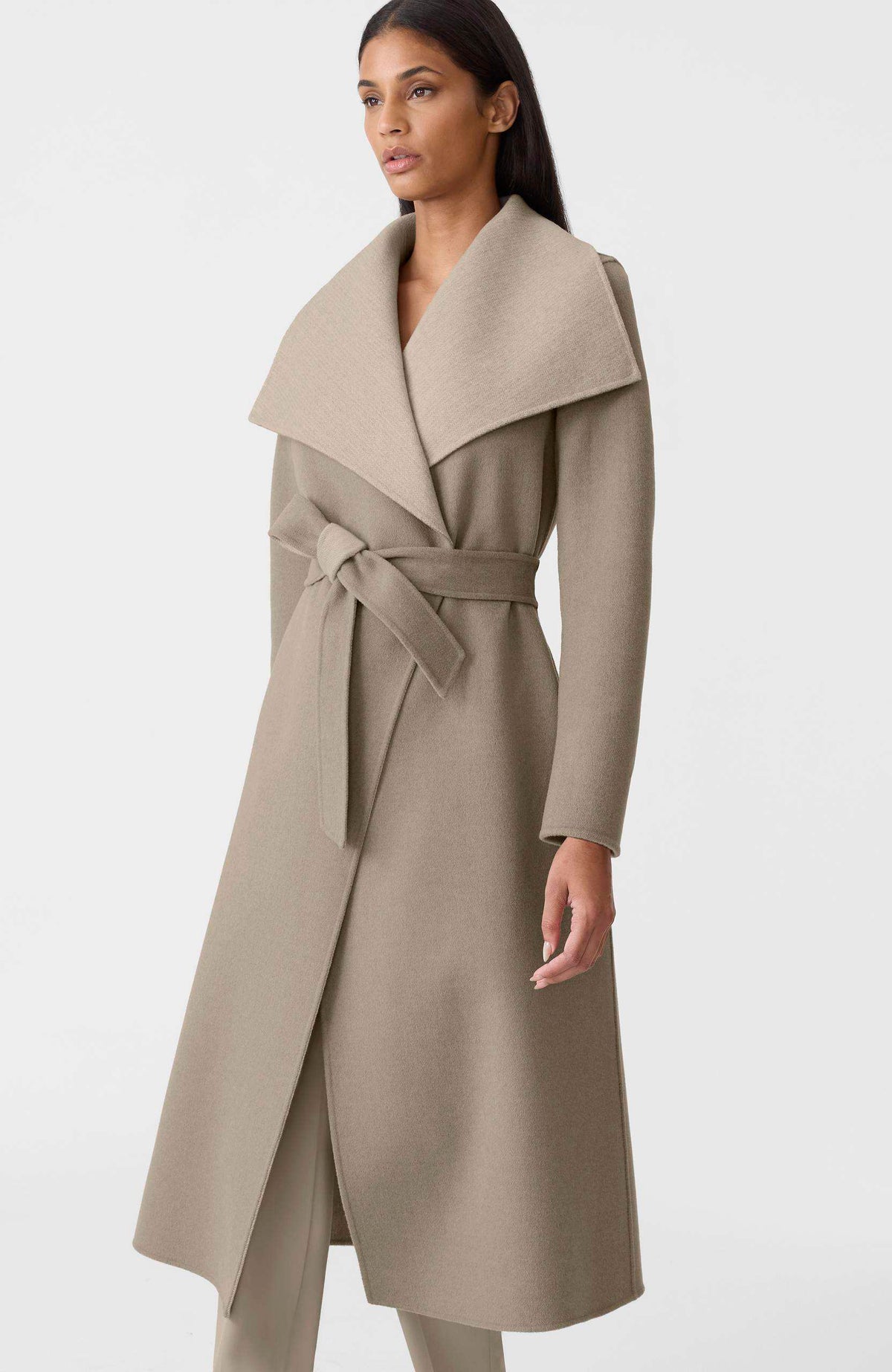Taupe Mix-Taupe Ladies  Wool Coat