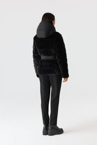 Black Ladies Hooded Down Jacket