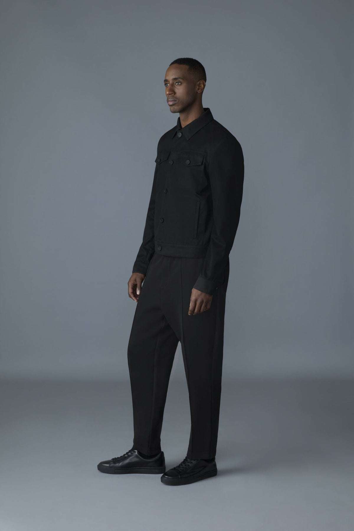 Black Men's Mixed Media Jacket