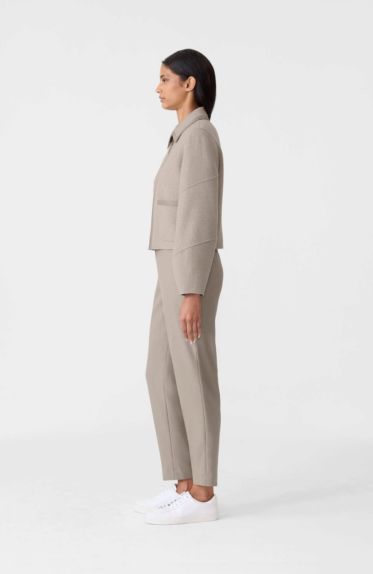 Taupe Mix-Taupe Ladies  Wool Jacket