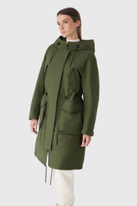 Light Military Ladies Hooded Down Coat