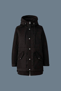 Black Ladies Polyfilled Quilted Hooded Coat