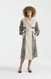 Taupe Snake Ladies Trench Coat
