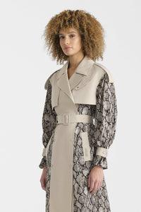 Taupe Snake Ladies Trench Coat