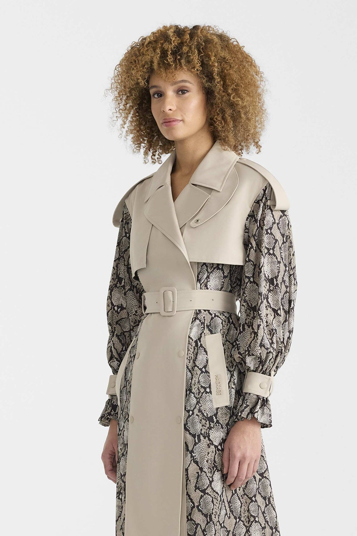 Taupe Snake Ladies Trench Coat