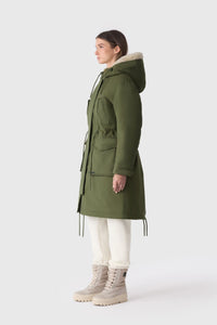 Light Military Ladies Hooded Down Coat