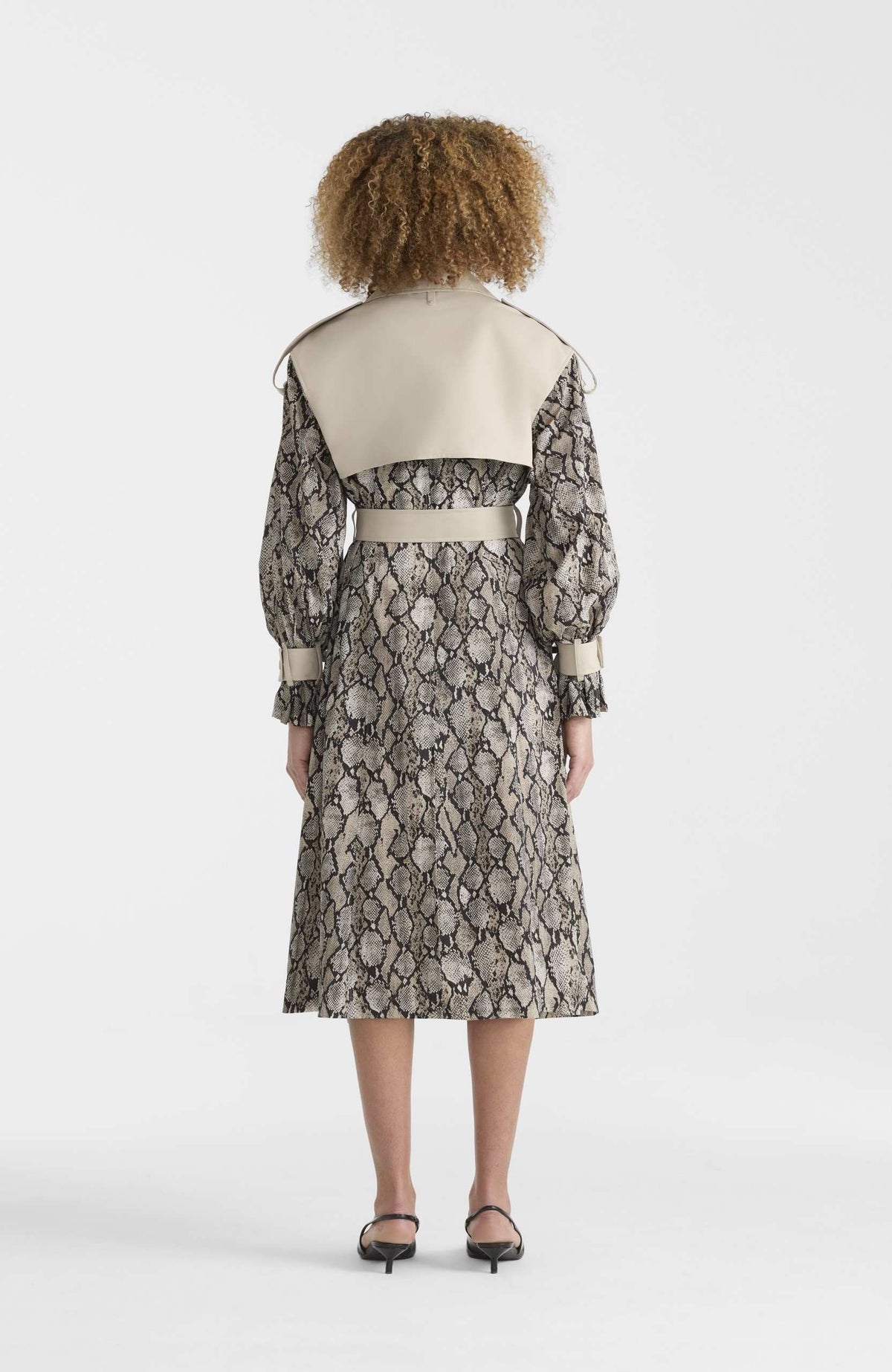 Taupe Snake Ladies Trench Coat